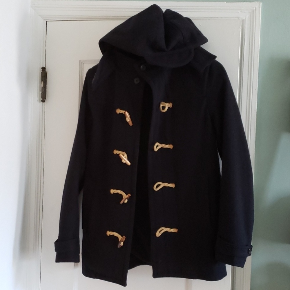All Saints hooded wool pea coat